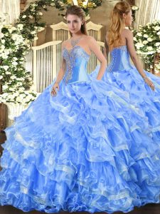 Luxurious Organza Sleeveless Floor Length Sweet 16 Dresses and Beading and Ruffled Layers