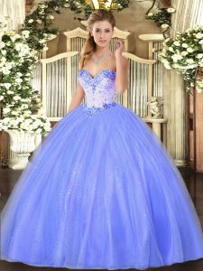 Stylish Floor Length Ball Gowns Sleeveless Blue 15 Quinceanera Dress Lace Up