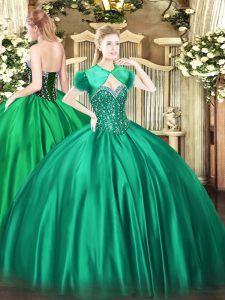 Turquoise Sweet 16 Quinceanera Dress Military Ball and Sweet 16 and Quinceanera with Beading Sweetheart Sleeveless Lace Up