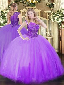 Traditional Lilac Zipper Quinceanera Gowns Beading Sleeveless Floor Length