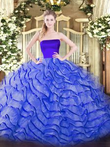 Delicate Tulle Sleeveless Quinceanera Dresses Brush Train and Ruffles