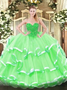 Organza Sleeveless Floor Length Sweet 16 Dresses and Lace