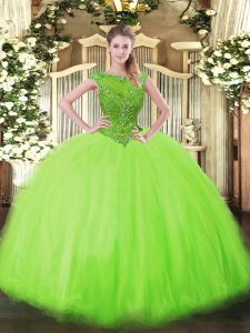 Edgy Sleeveless Tulle Zipper Quinceanera Gowns for Sweet 16 and Quinceanera