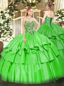 Stunning Ball Gowns Ball Gown Prom Dress Sweetheart Organza and Taffeta Sleeveless Floor Length Lace Up