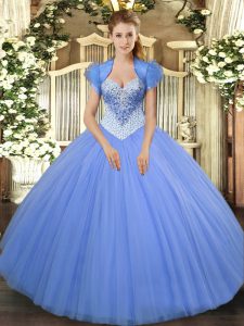 Captivating Floor Length Ball Gowns Sleeveless Baby Blue Quinceanera Gowns Lace Up