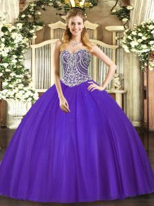 Custom Designed Ball Gowns Vestidos de Quinceanera Purple Sweetheart Tulle Sleeveless Floor Length Lace Up