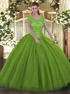 New Style Sleeveless Tulle Backless Quinceanera Gowns for Military Ball and Sweet 16 and Quinceanera