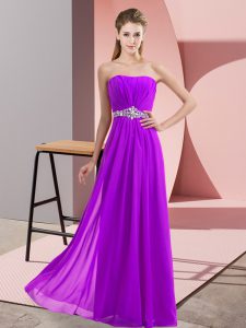 Eggplant Purple Sleeveless Chiffon Lace Up Prom Evening Gown for Prom and Party