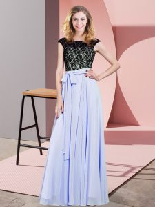 Empire Prom Evening Gown Lavender Scoop Chiffon Sleeveless Floor Length Lace Up