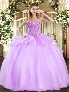 Sleeveless Embroidery Lace Up Quince Ball Gowns