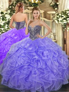 Enchanting Sleeveless Beading and Ruffles Lace Up 15th Birthday Dress