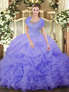 Ball Gowns Ball Gown Prom Dress Lavender Scoop Tulle Sleeveless Floor Length Clasp Handle