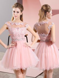 Sleeveless Side Zipper Mini Length Beading and Appliques Prom Evening Gown