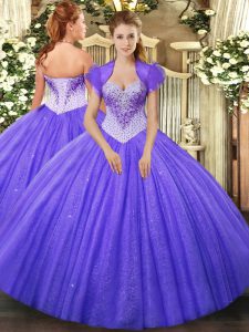 Affordable Floor Length Ball Gowns Sleeveless Lavender Ball Gown Prom Dress Lace Up