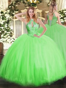 Cheap Sleeveless Floor Length Beading Lace Up Quinceanera Dress