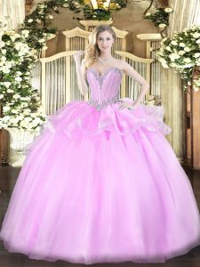Fantastic Sweetheart Sleeveless Organza Quinceanera Gown Beading Lace Up