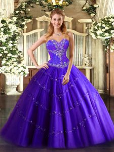 Exceptional Purple Sleeveless Tulle Lace Up Sweet 16 Quinceanera Dress for Sweet 16 and Quinceanera