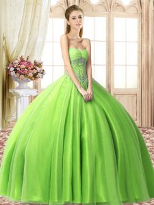 Lace Up Sweetheart Beading Quinceanera Dress Tulle Sleeveless