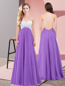 Wonderful Sleeveless Lace Up Floor Length Beading Prom Evening Gown