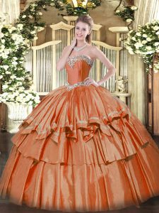 Floor Length Ball Gowns Sleeveless Rust Red 15 Quinceanera Dress Lace Up