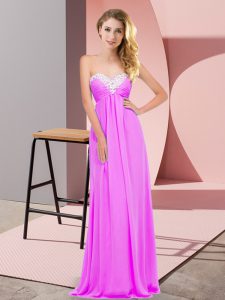 Chiffon Sweetheart Sleeveless Lace Up Ruching Prom Party Dress in Lilac