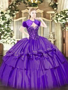 Custom Fit Floor Length Purple Sweet 16 Dresses Sweetheart Sleeveless Lace Up