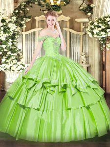 Cute Sleeveless Organza and Taffeta Lace Up Sweet 16 Dresses for Military Ball and Sweet 16 and Quinceanera