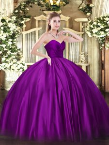 Trendy Floor Length Ball Gowns Sleeveless Purple Quinceanera Gown Zipper