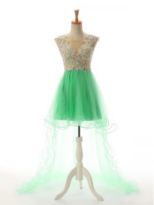 Super Turquoise Prom Dress Prom and Party with Appliques Scoop Sleeveless Backless