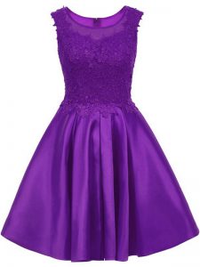 Flirting Lace Quinceanera Court Dresses Purple Zipper Sleeveless Mini Length