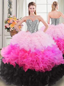 Attractive Multi-color Sleeveless Beading and Ruffles Floor Length Quinceanera Dress