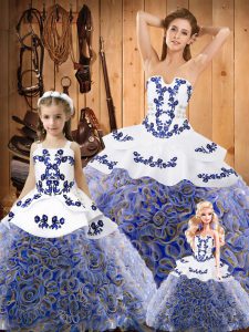 Lace Up Quinceanera Gowns Multi-color for Military Ball and Sweet 16 and Quinceanera with Embroidery Sweep Train