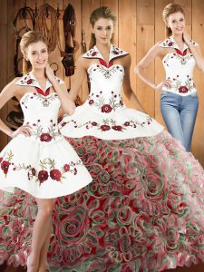 Luxurious Multi-color Lace Up Quinceanera Dress Embroidery Sleeveless Sweep Train