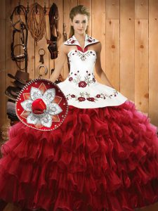 Beautiful Floor Length Ball Gowns Sleeveless Wine Red Sweet 16 Quinceanera Dress Lace Up