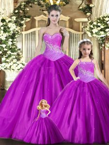 Flare Beading and Ruching 15th Birthday Dress Purple Lace Up Sleeveless Floor Length
