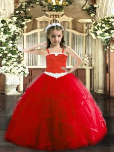 Exquisite Sleeveless Appliques and Ruffles Lace Up Pageant Dress Womens