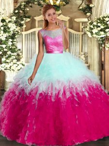 Fabulous Multi-color Sleeveless Organza Backless Sweet 16 Dresses for Military Ball and Sweet 16 and Quinceanera