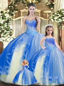 Tulle Sleeveless Floor Length Quince Ball Gowns and Beading and Ruching