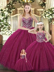 Best Selling Floor Length Lace Up Sweet 16 Dresses Burgundy for Military Ball and Sweet 16 and Quinceanera with Beading