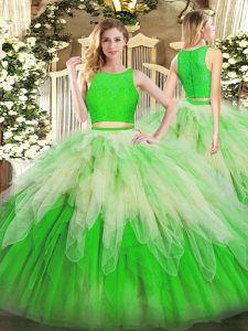Multi-color Sleeveless Organza Zipper Quinceanera Dress for Military Ball and Sweet 16 and Quinceanera