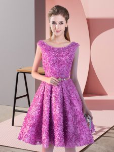 Lilac Prom Party Dress Prom and Party with Belt Scoop Sleeveless Lace Up