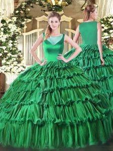 Classical Floor Length Ball Gowns Sleeveless Turquoise 15 Quinceanera Dress Side Zipper