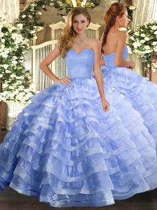 Exceptional Ball Gowns Vestidos de Quinceanera Lavender Sweetheart Organza Sleeveless Floor Length Lace Up