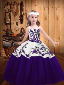 Purple Sleeveless Tulle Lace Up Pageant Dress Womens for Sweet 16 and Quinceanera