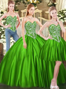 Sophisticated Sleeveless Lace Up Floor Length Beading Sweet 16 Dress
