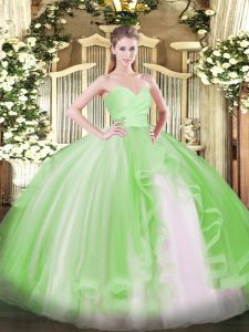 Sleeveless Floor Length Ruffles Lace Up 15th Birthday Dress