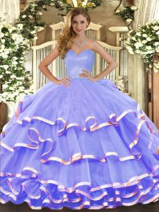 Lavender Sweetheart Lace Up Ruffled Layers Ball Gown Prom Dress Sleeveless