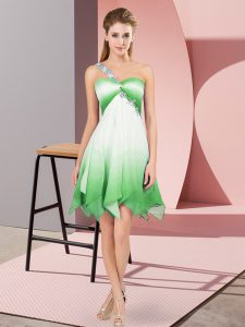 Extravagant Multi-color Lace Up Evening Dress Beading Sleeveless Asymmetrical