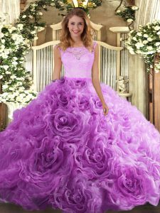 Hot Sale Lilac Sleeveless Lace Floor Length Sweet 16 Dresses