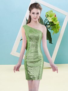 Mini Length Prom Dress One Shoulder Sleeveless Zipper